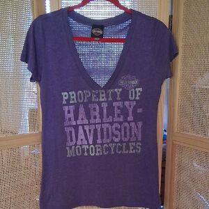 Harley-Davidson Purple Graphic Tee V-Neck